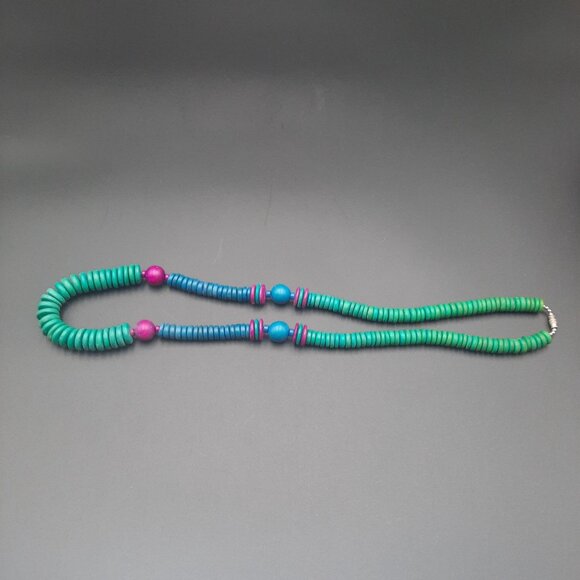 Handmade Turquoise‎ & Purple Beaded Necklace With Screw Clasp - Picture 6 of 6